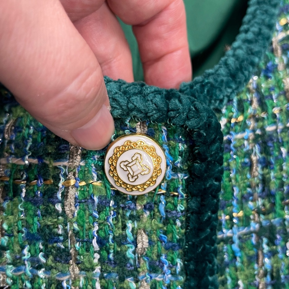 NEW TAHARI ASL Classic Tweed Jacket - Green - Picture 8 of 16